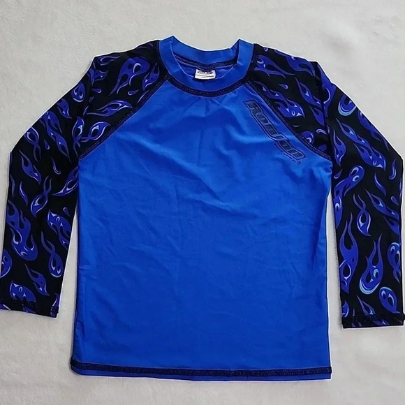 Kids Ron Jon Surf Shop Long Sleeve Rash Guard, Blue/Black, Size 4, Pre-Owned - Picture 1 of 7